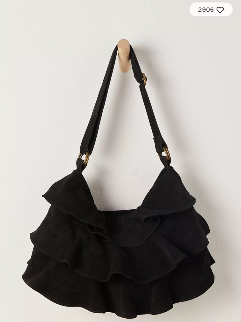 NWT Free People Suede Rae Ruffle Shoulder Bag